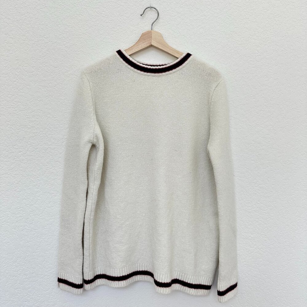 🌟 Zara Knit Sweater - Cream with Blue/Red Detail, Crew Neck - Size S (Men's) 🌟